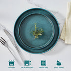 Malacasa 18 Pcs Dinnerware Sets, Stoneware Plates and Bowls Set, Tableware Dishwasher Microwave Safe, Serves For 6 people, Blue