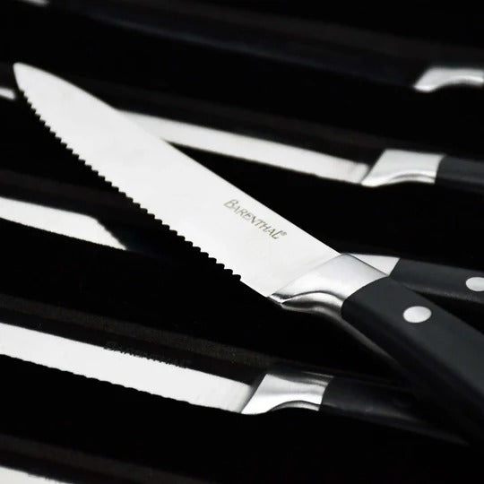 Barenthal 6pcs/set Steak Knives, Stainless Steel Serrated Steak Knives, 4.8-inch Serrated Steak Knife with Storage Case