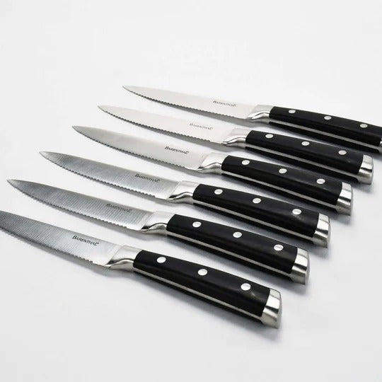 Barenthal 6pcs/set Steak Knives, Stainless Steel Serrated Steak Knives, 4.8-inch Serrated Steak Knife with Storage Case