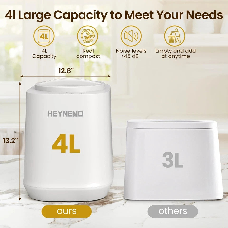 4L Electric Composter for Kitchen, Smart Compost Bin Outdoor/Indoor